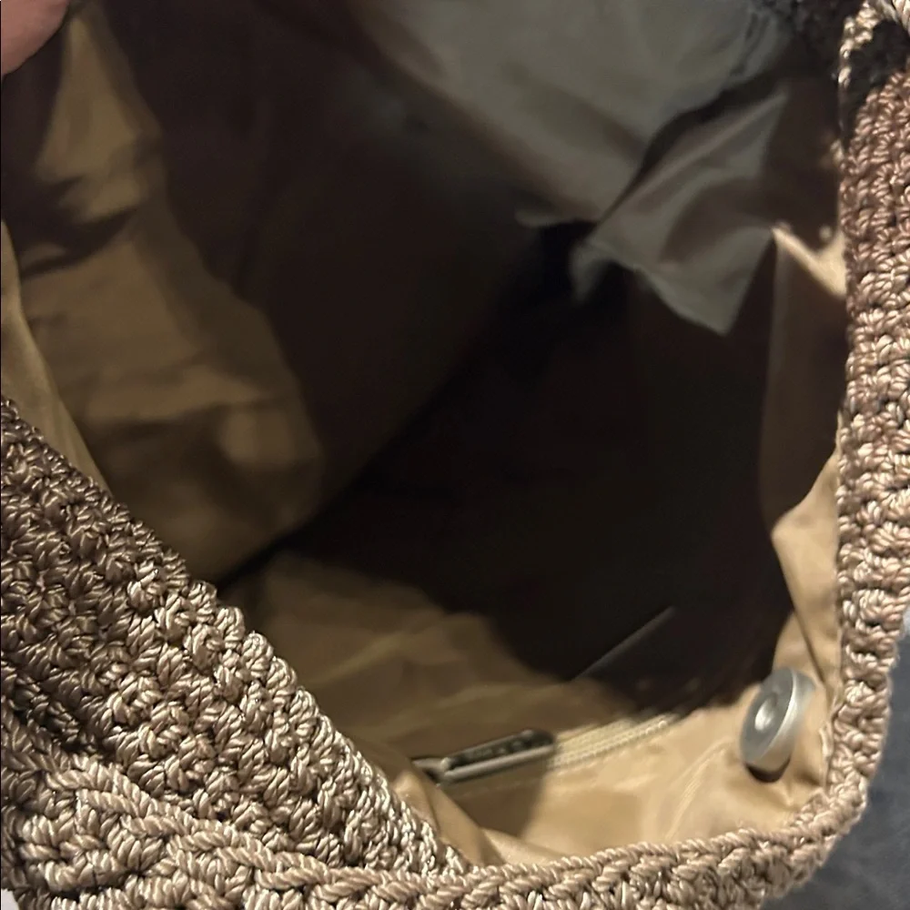 The Sak Brown Crochet Hobo Bag Boho Y2K Minimalist Summer Tote - Picture 6 of 8